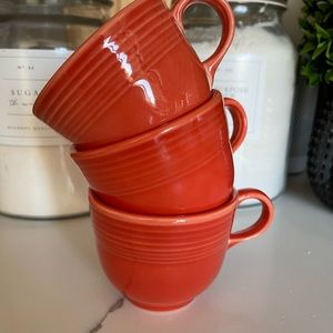 3 Fiestaware Fiesta persimmon teacups mugs orange